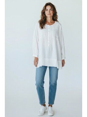 Sundance White Linen Top. Boho Beach Coastal.